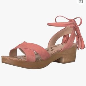 Sam Edelman Jenna Pink Suede Tassel Tie Lace Up Clogs Sandals Size 8.5